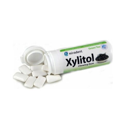 Miradent Xylitol Chewing Gum, Green Tea, Sugar-Free, Dental Care, Oral Health, Bad Breath, Xylitol Sweetener.