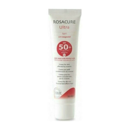 Synchroline Rosacure Ultra Cream: a 30ml cream with SPF50+ and magnolol, specially formulated to protect and soothe Rosacea-prone skin