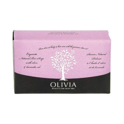 Olivia Herbal Soap with Olive Oil and Lavender Oils: a 125g bar of soap, enriched with natural olive and lavender oils, providing gentle cleansing and a soothing, relaxing scent, leaving the skin soft, smooth and refreshed.