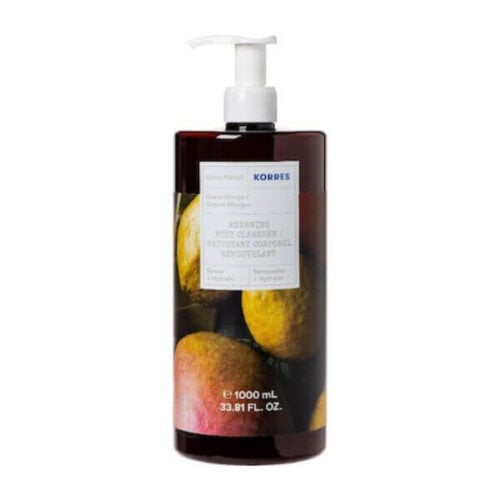 Korres Renewing Body Cleanser is a 1lt product with a delightful Guava Mango scent that cleanses and rejuvenates the body for a refreshing experience.