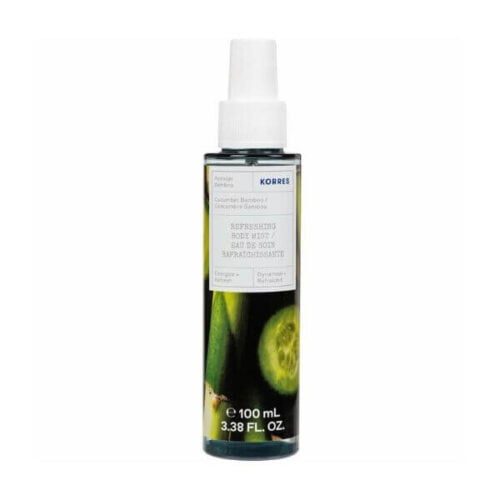 Korres Cucumber Bamboo Body Mist is a 100ml moisturizing spray that offers a refreshing cucumber and bamboo scent for a revitalizing effect.