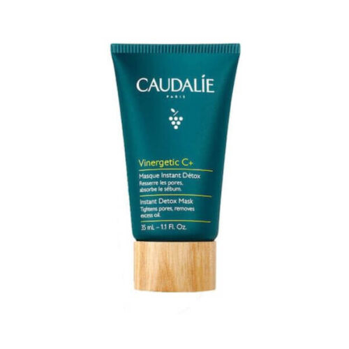 Image of Caudalie Vinergetic C+ Face Mask for Detoxification 35ml, a skincare product in a small tube with green and white packaging. The face mask contains vitamin C and is designed to detoxify the skin.