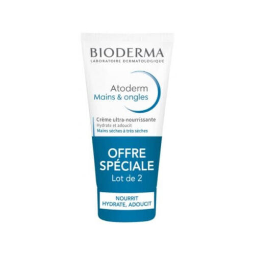 Bioderma Atoderm Hand Cream: Nourishing & protective formula for dry hands & nails. 2 tubes x 50ml.