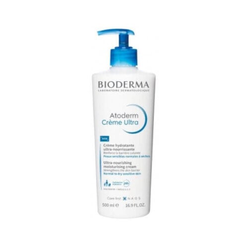 Bioderma Atoderm Ultra-Nourishing Moisturising Cream is a fragranced skincare product that comes in a 500ml container.