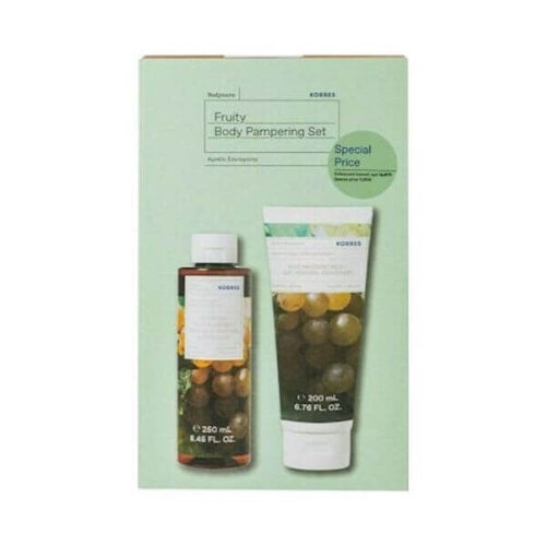 KORRES Promo Fruity Body Pampering Vineyard of Santorini Showergel 250ml & Body Milk 200ml.