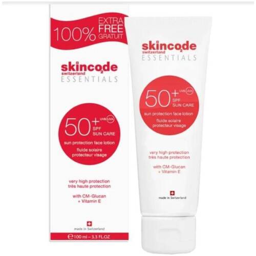 Skincode Waterproof Sunscreen Face Cream Essentials Sun Protection Lotion for Oily Skin 50SPF 100ml