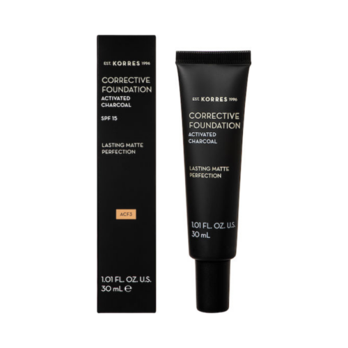 Korres Corrective Compact Foundation Activated Charcoal ACCF3/SPF20, 9.5gr