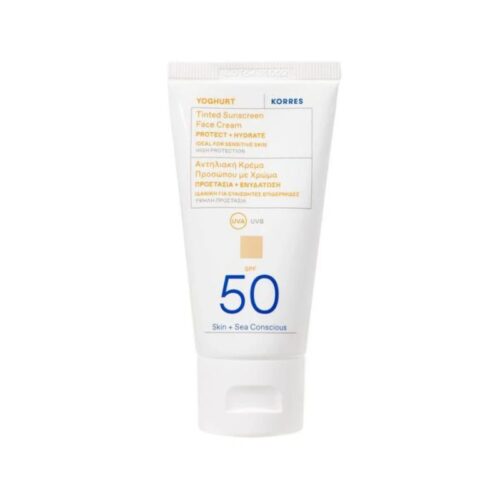 Korres Yoghurt Tinted Sunscreen Face Cream Protect & Hydrate Spf50, 50ml